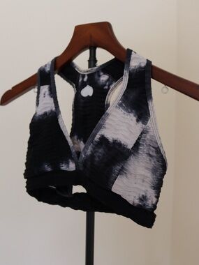 Black & White Tie-Dye Racerback Sports Bra Booty By Brabants Original